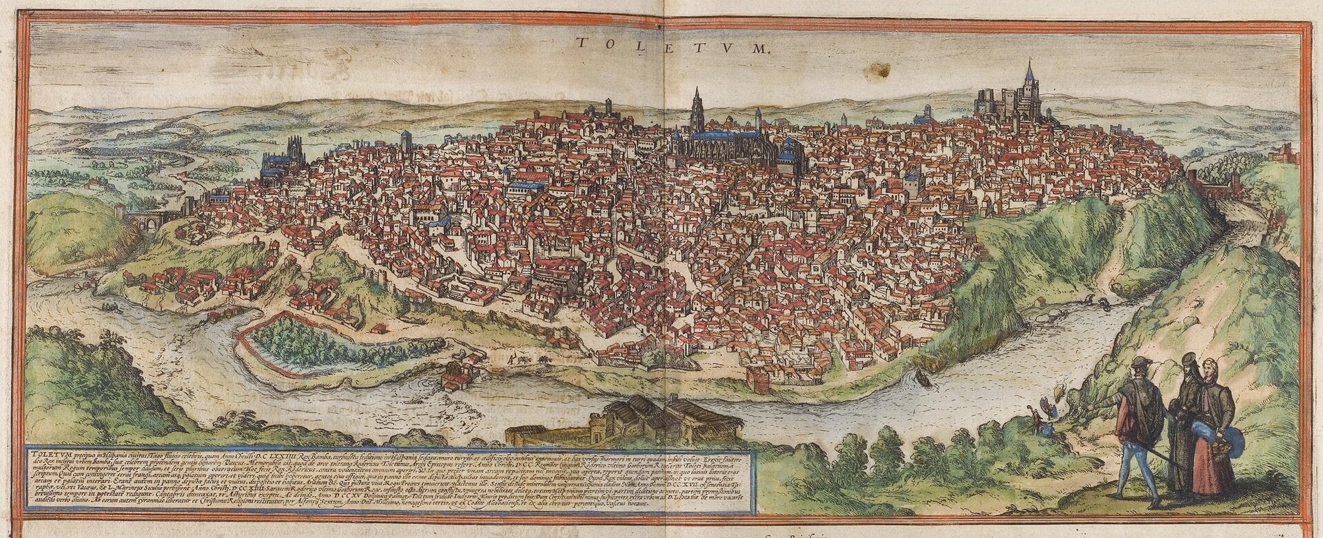 Bird's-eye view of Toledo, from Braun & Hogenberg's Civitates Orbis Terrarum, Toledo