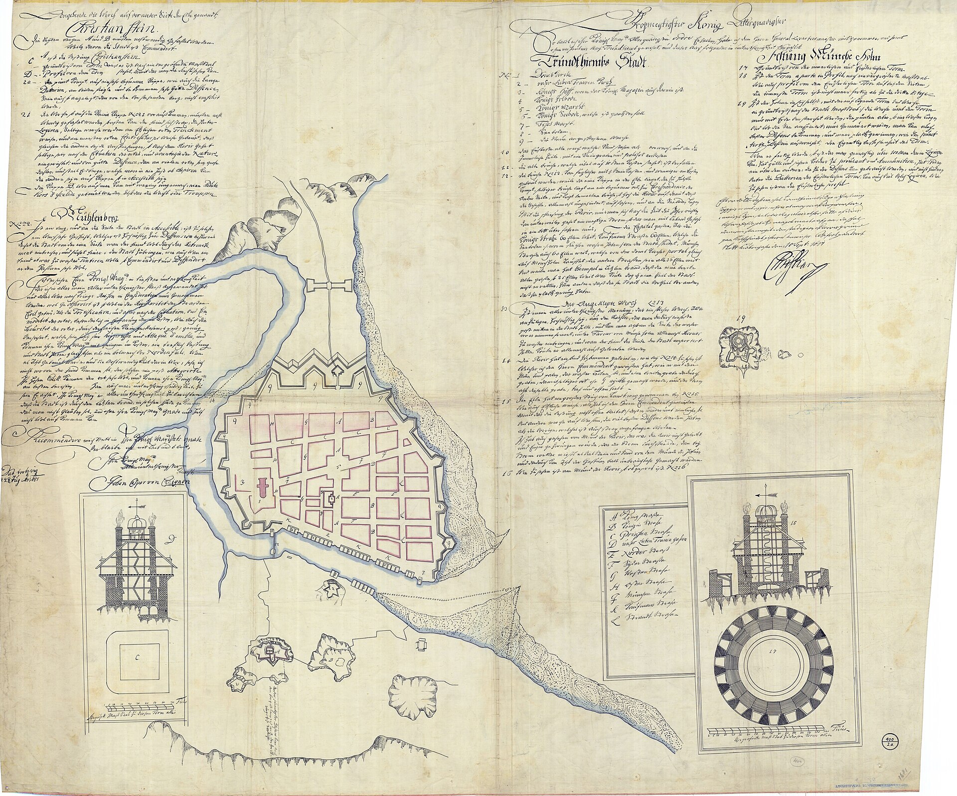 Cicignon's town plan of Trondheim (1681) — Trondheim