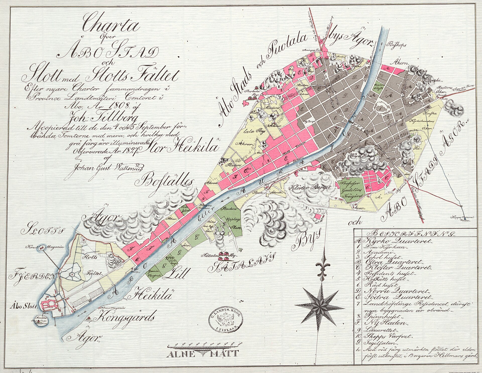 Charta öfver Åbo stad och Slott med Slottsfältet (Town plan of Åbo / Turku) — Turku