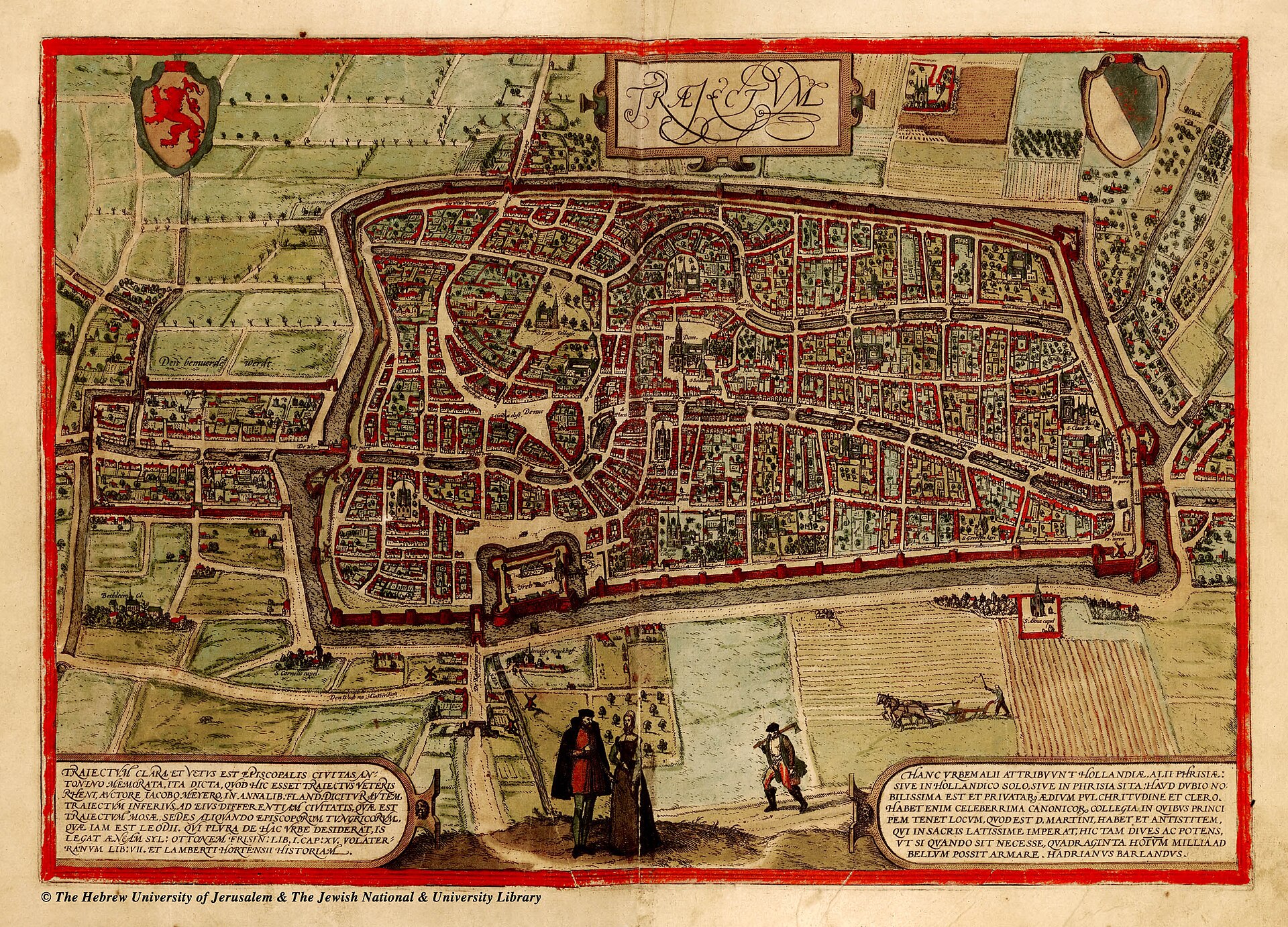Bird's-eye view of Utrecht (Traiectum), from Braun & Hogenberg's Civitates Orbis Terrarum, Utrecht
