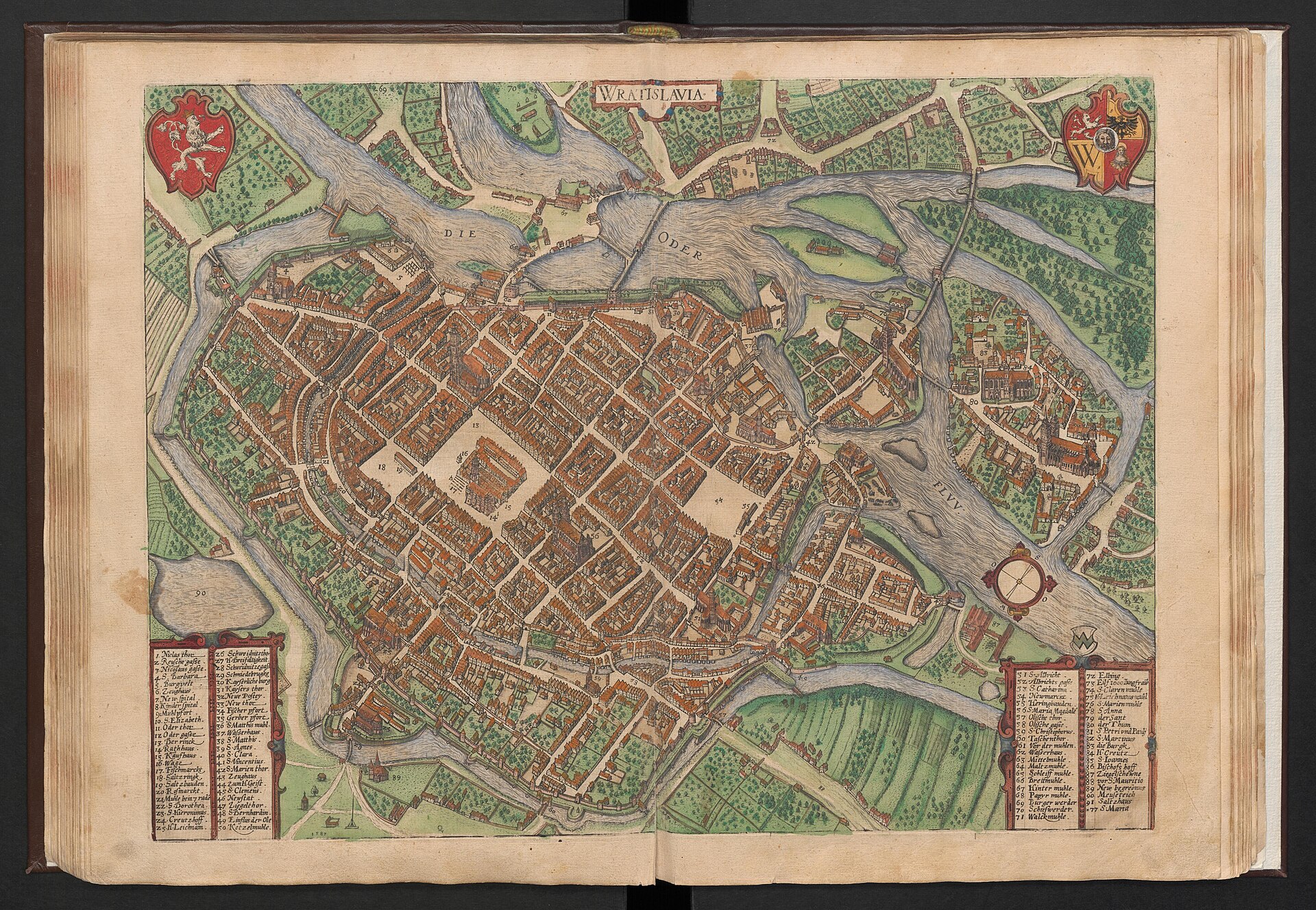 Bird's-eye view of Wrocław (Wratislavia) from Braun & Hogenberg's Civitates Orbis Terrarum, Wrocław