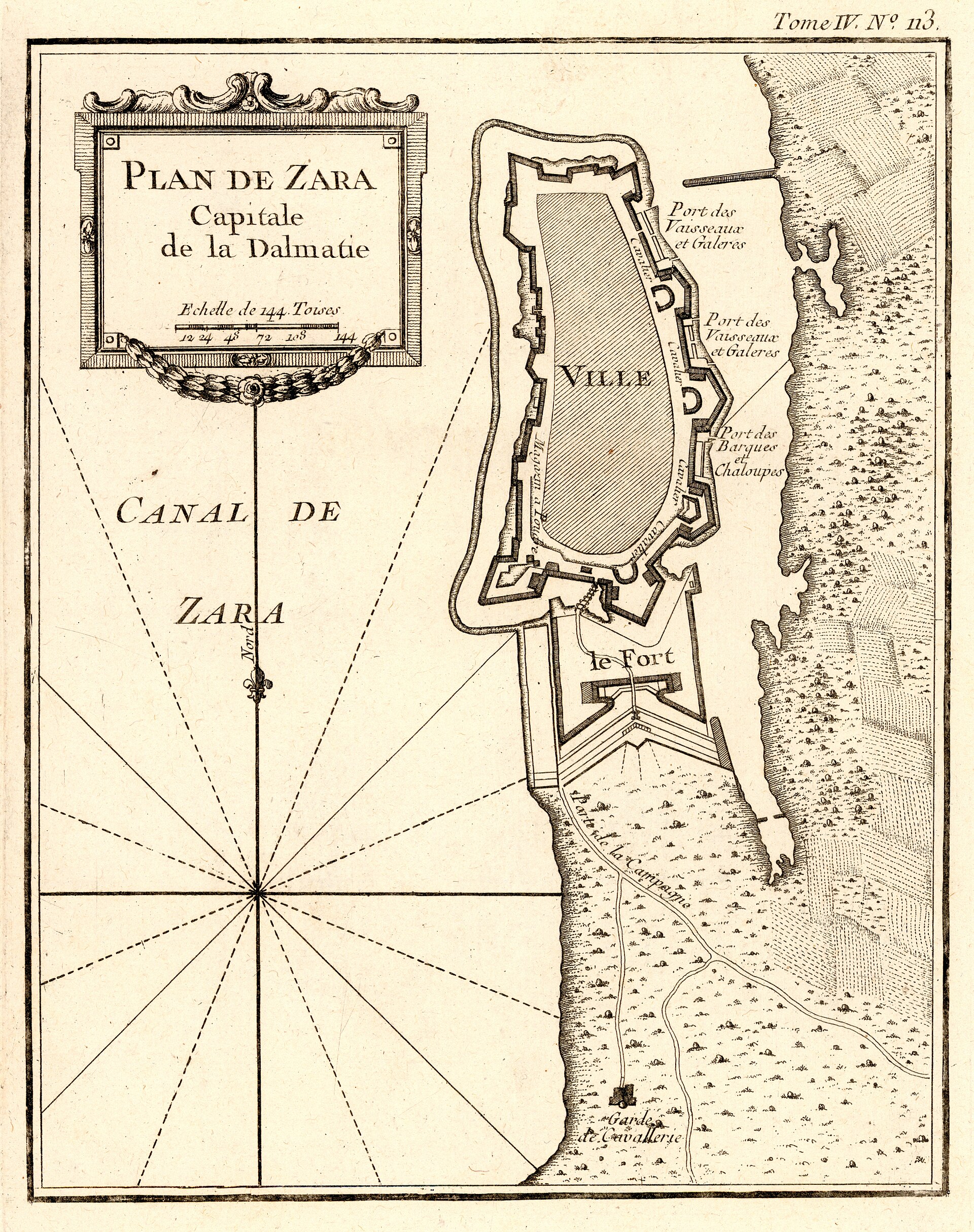 Plan de Zara, Capitale de la Dalmatie (Jacques‑Nicolas Bellin) — Zadar