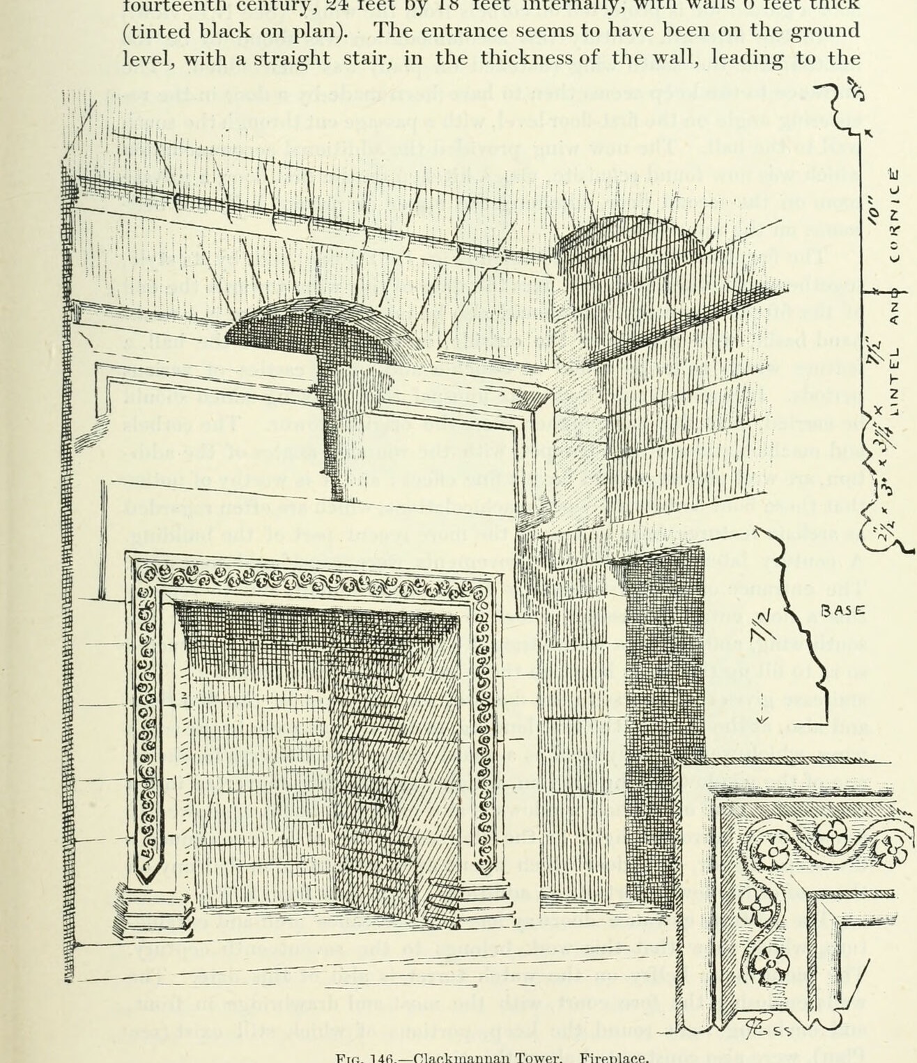 Fig. 146. — Clackmannan Tower. Fireplace., Clackmannan Tower