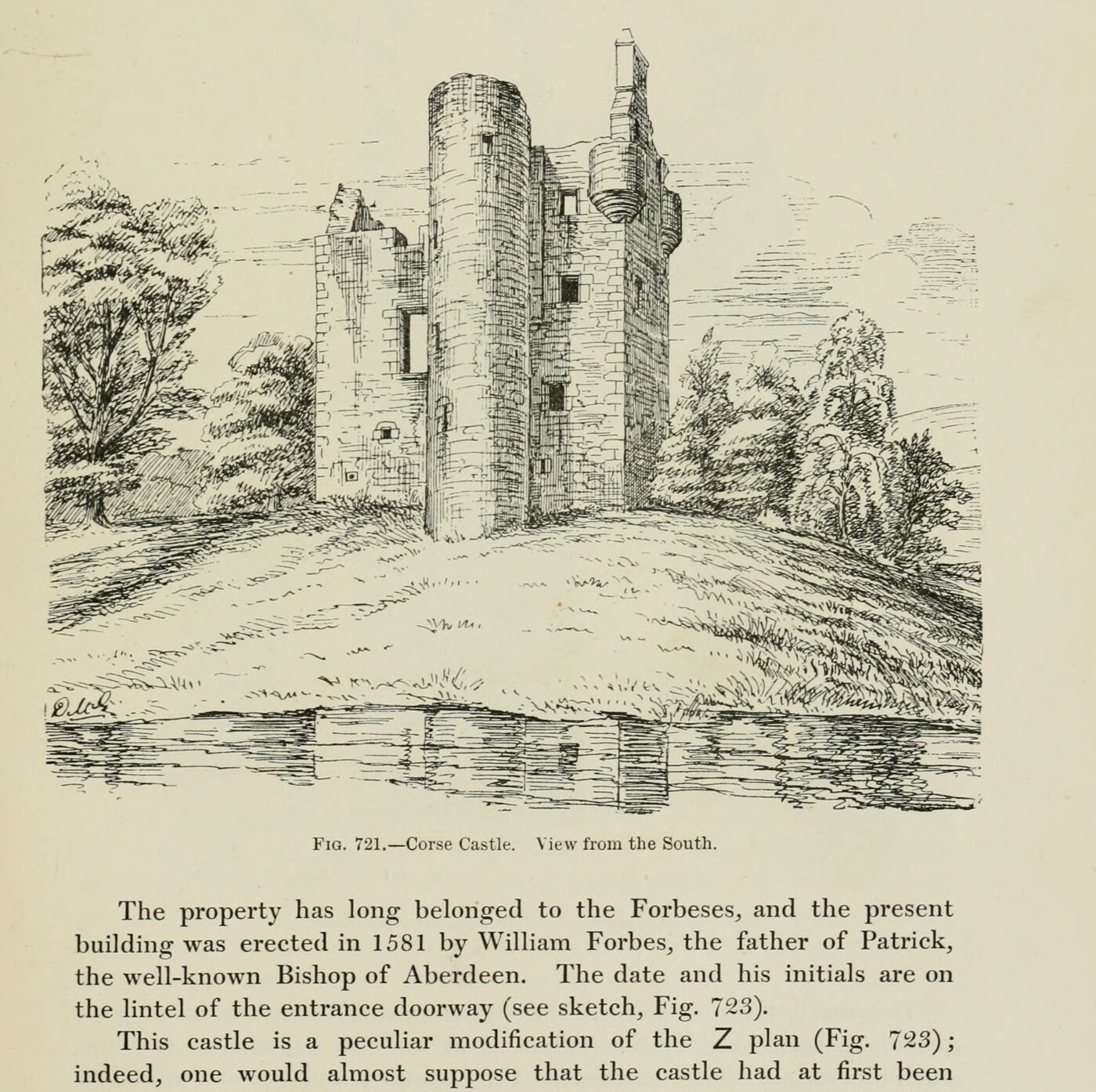 Fig. 721.—Corse Castle. View from the South., Corse Castle