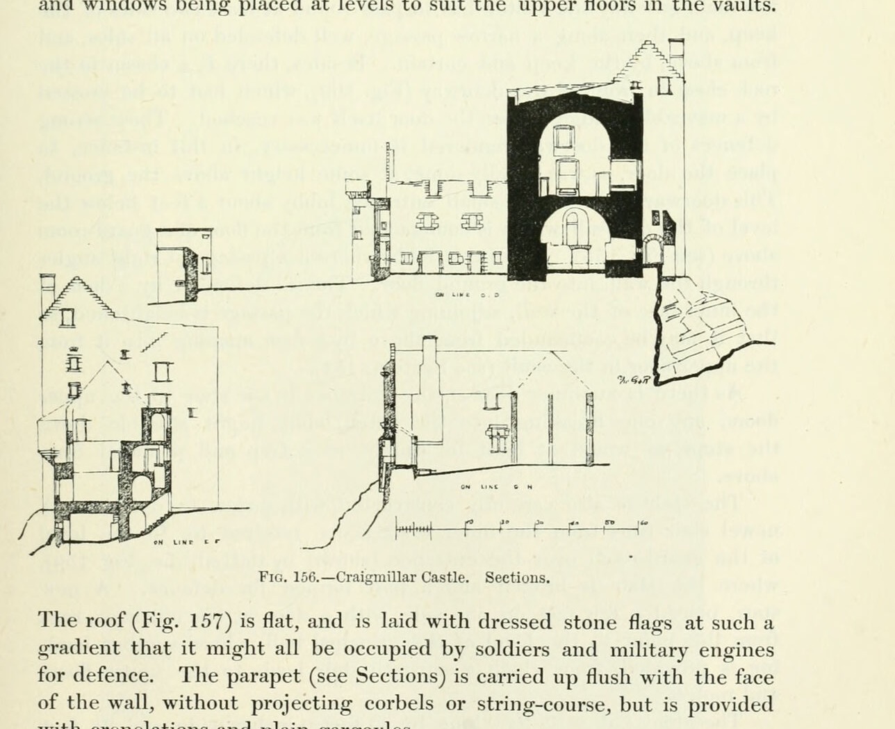 Fig. 155.—Craigmillar Castle. Section from East to West., Craigmillar Castle