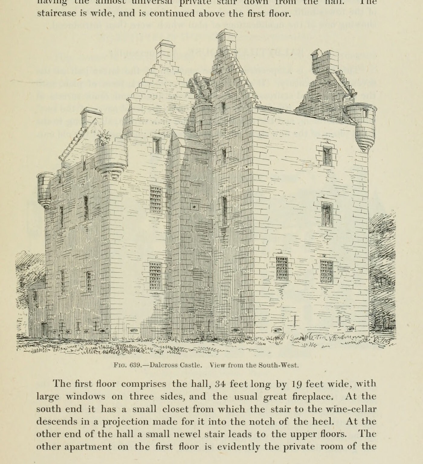 Fig. 639.—Dalcross Castle. View from the South-West., Dalcross Castle