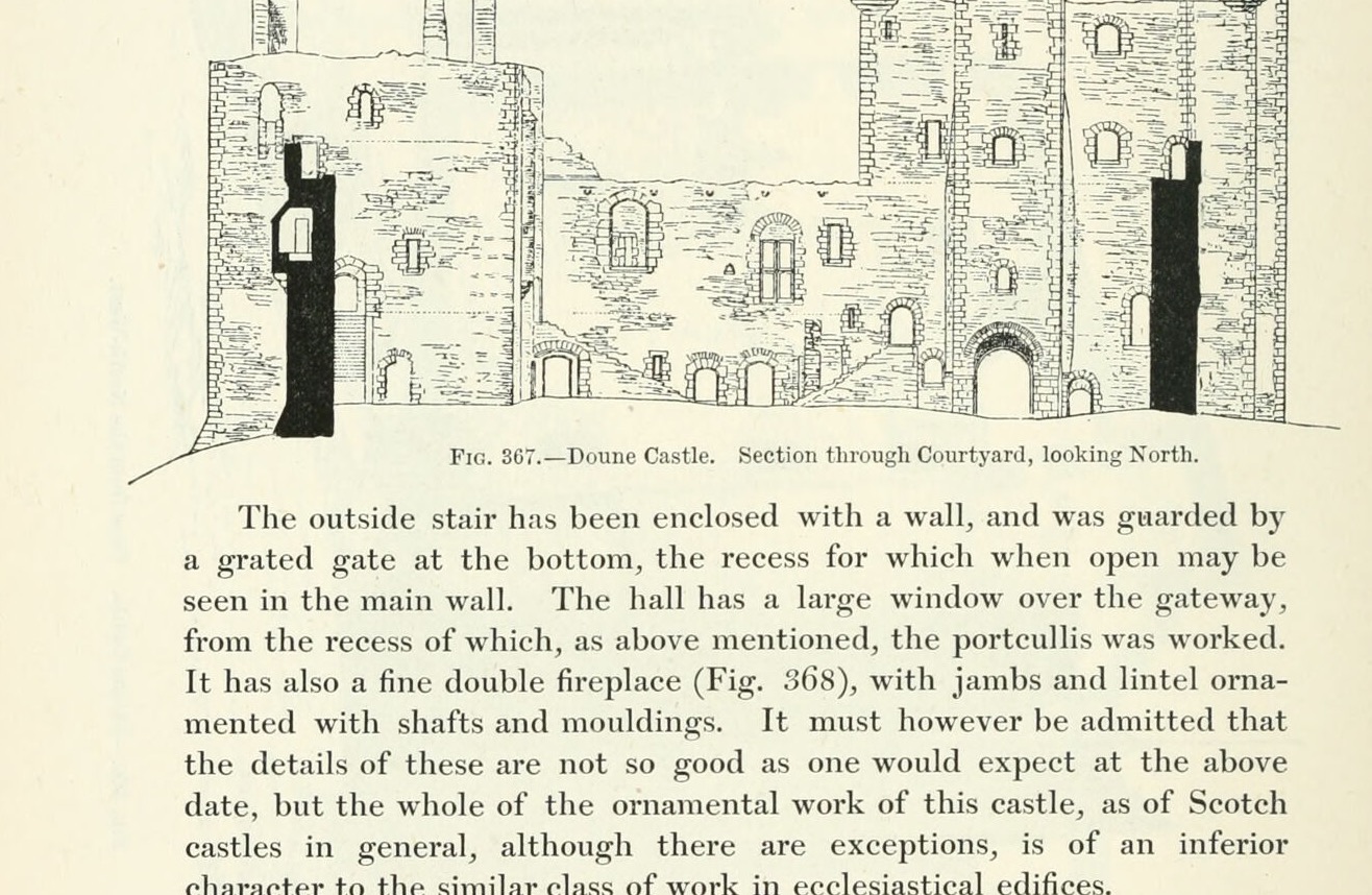 Fig. 367. — Doune Castle. Section through Courtyard, looking North., Doune Castle