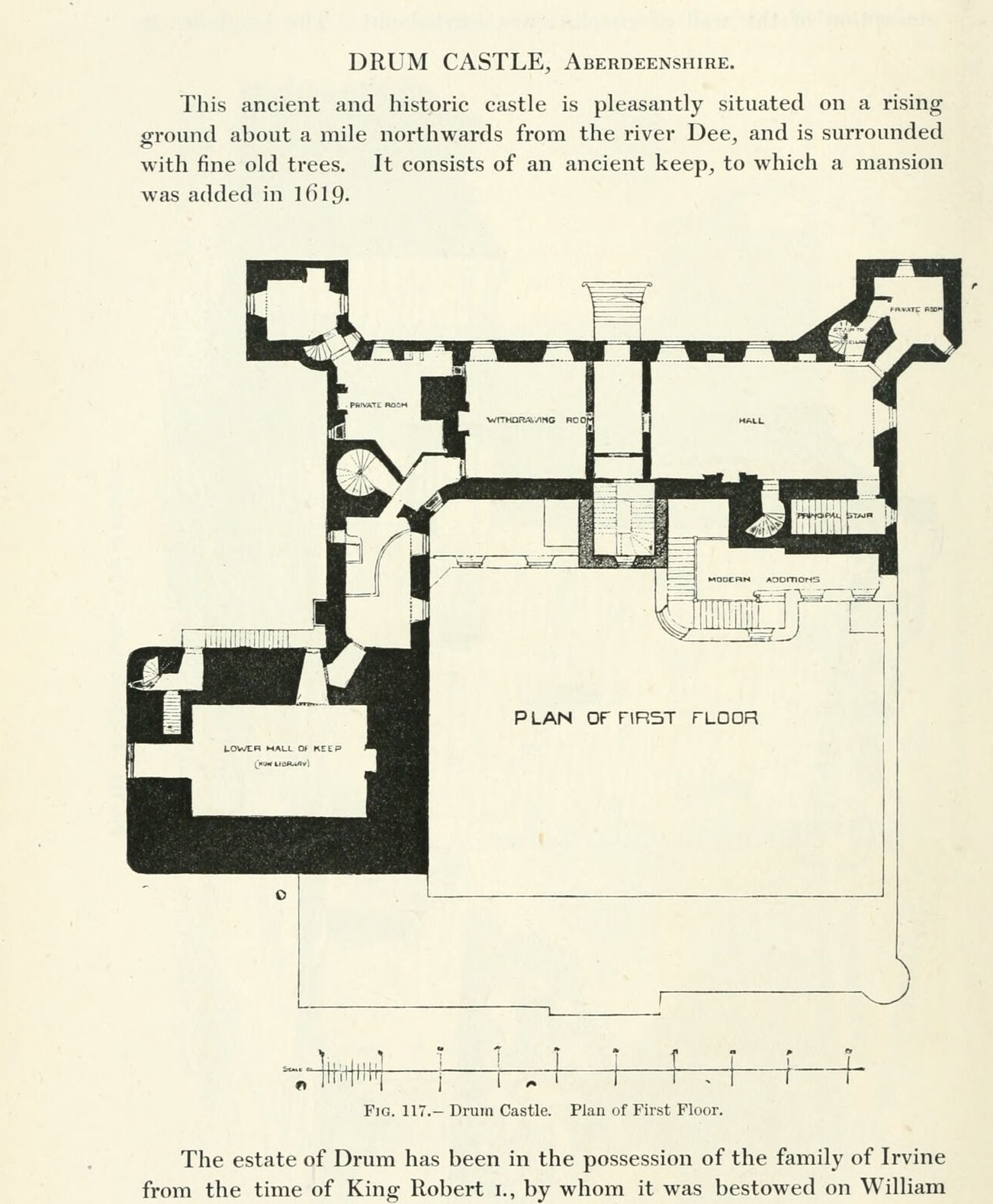 Fig. 117. — Drum Castle. Plan of First Floor., Drum Castle