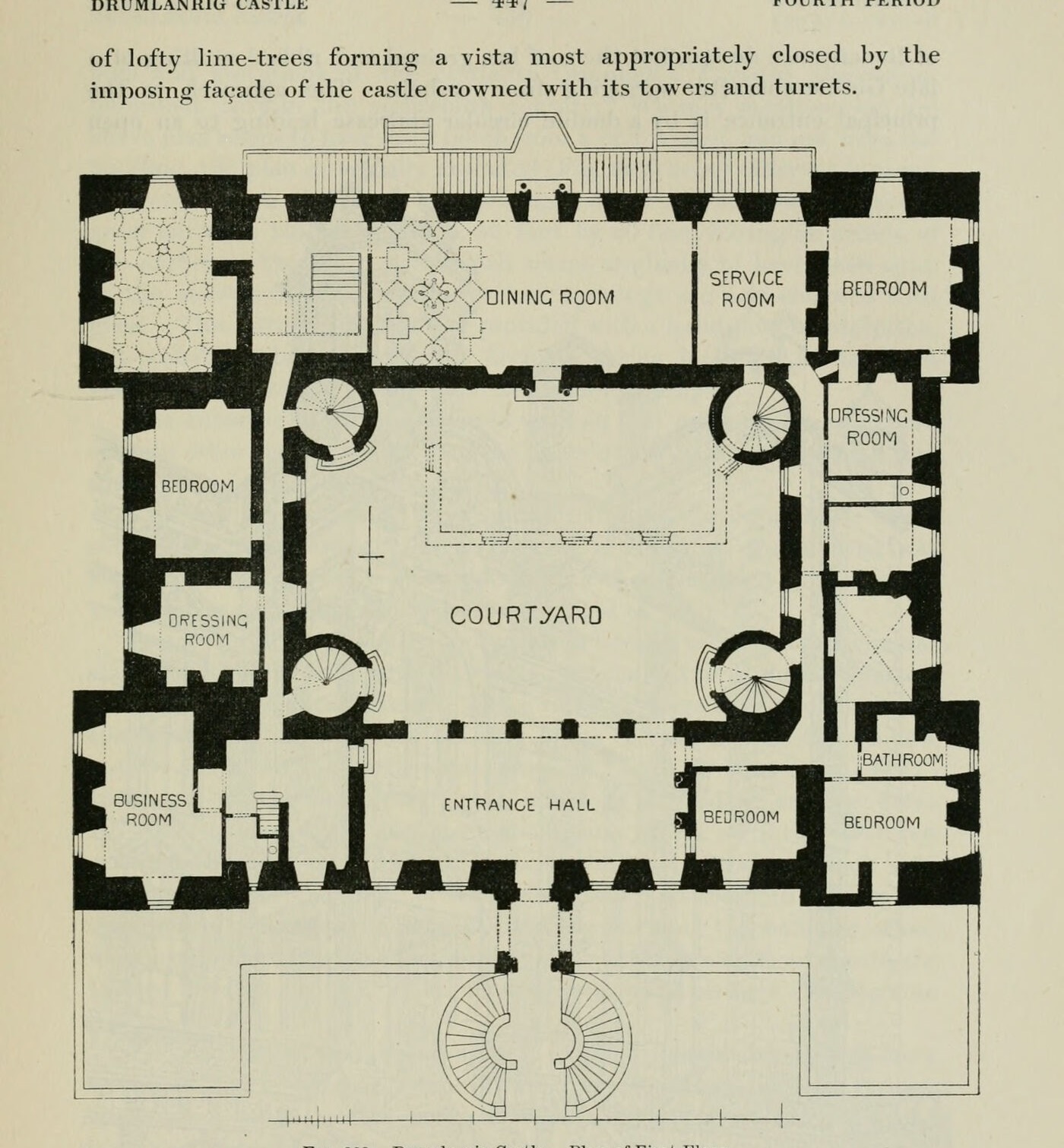 Fig. 882. — Drumlanrig Castle. Plan of First Floor., Drumlanrig Castle