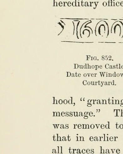 Fig. 852. Dudhope Castle. Date over Window in Courtyard., Dudhope Castle