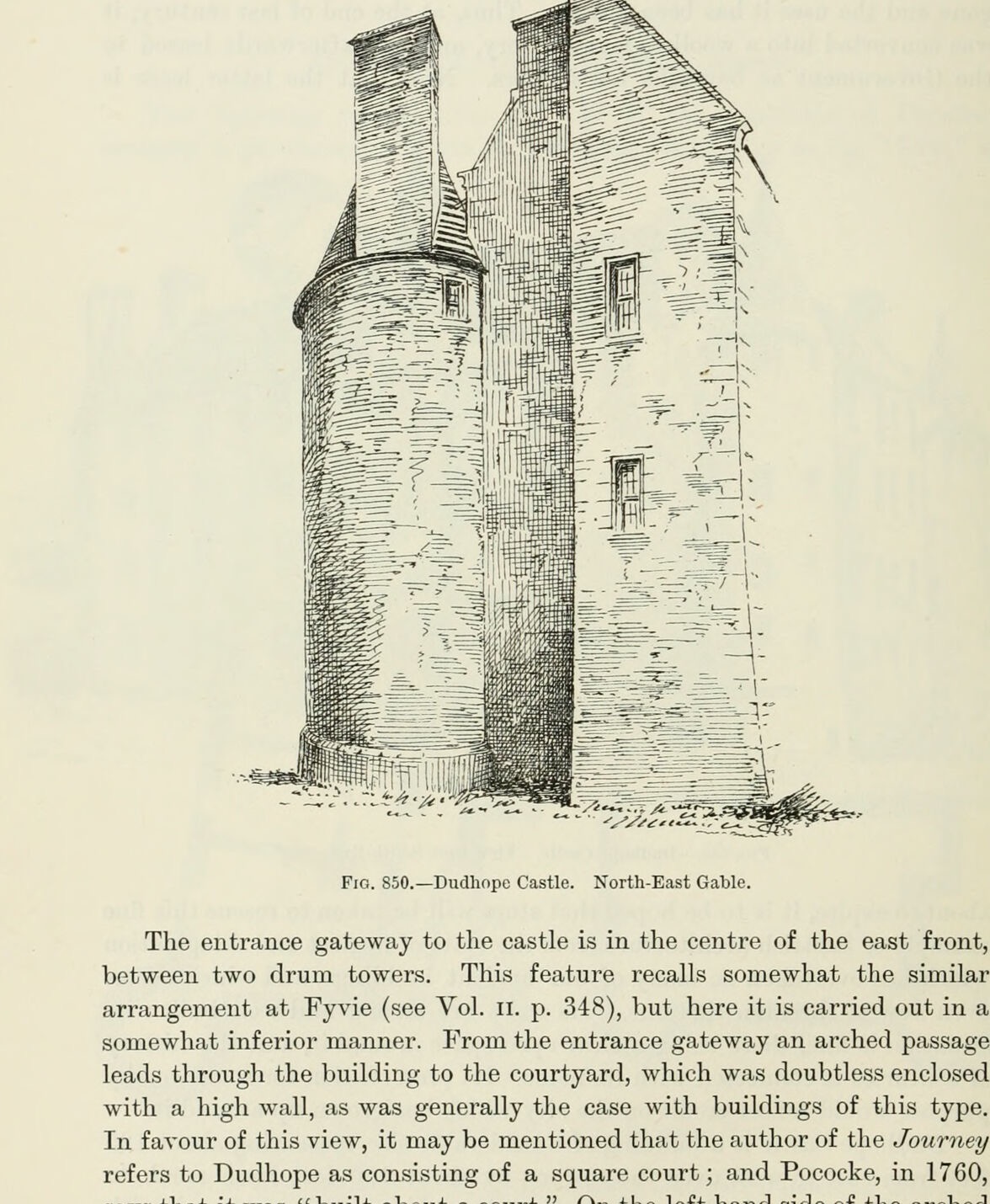 Fig. 850.—Dudhope Castle. North-East Gable., Dudhope Castle