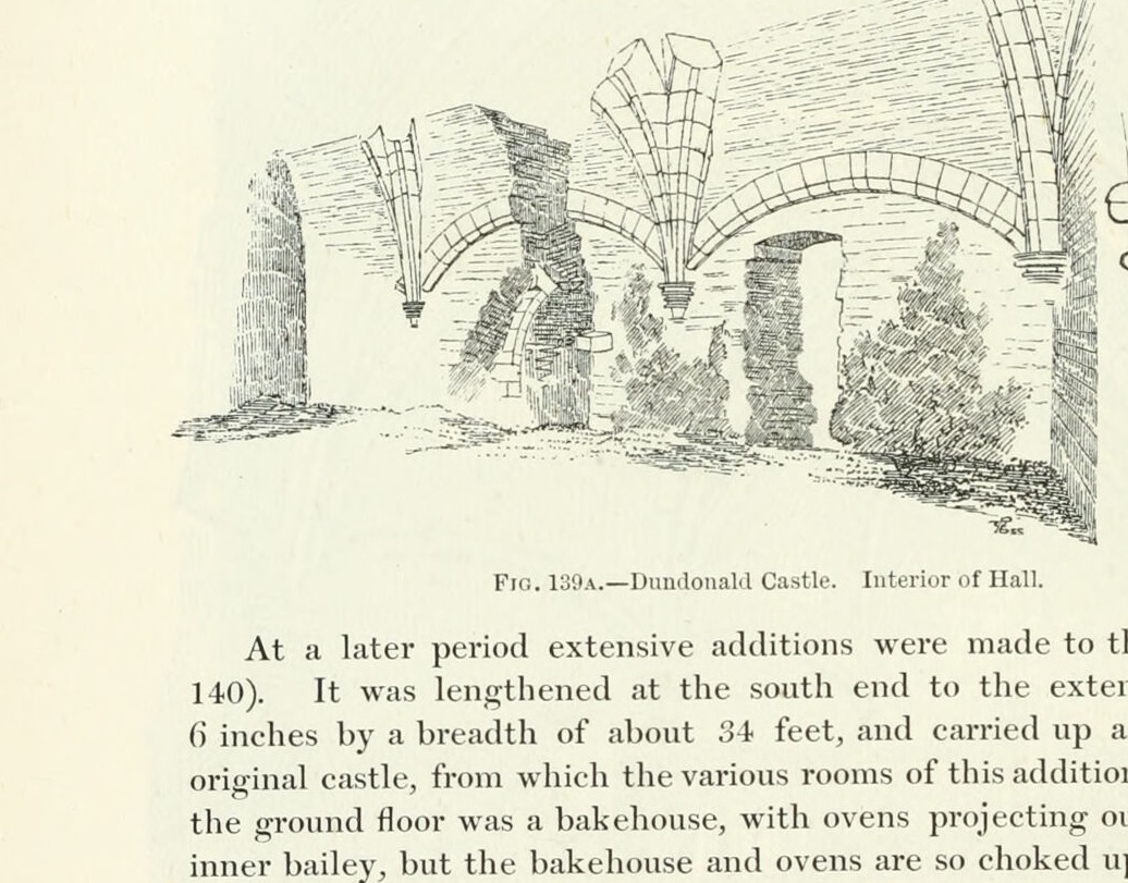 Fig. 139A. — Dundonald Castle. Interior of Hall., Dundonald Castle