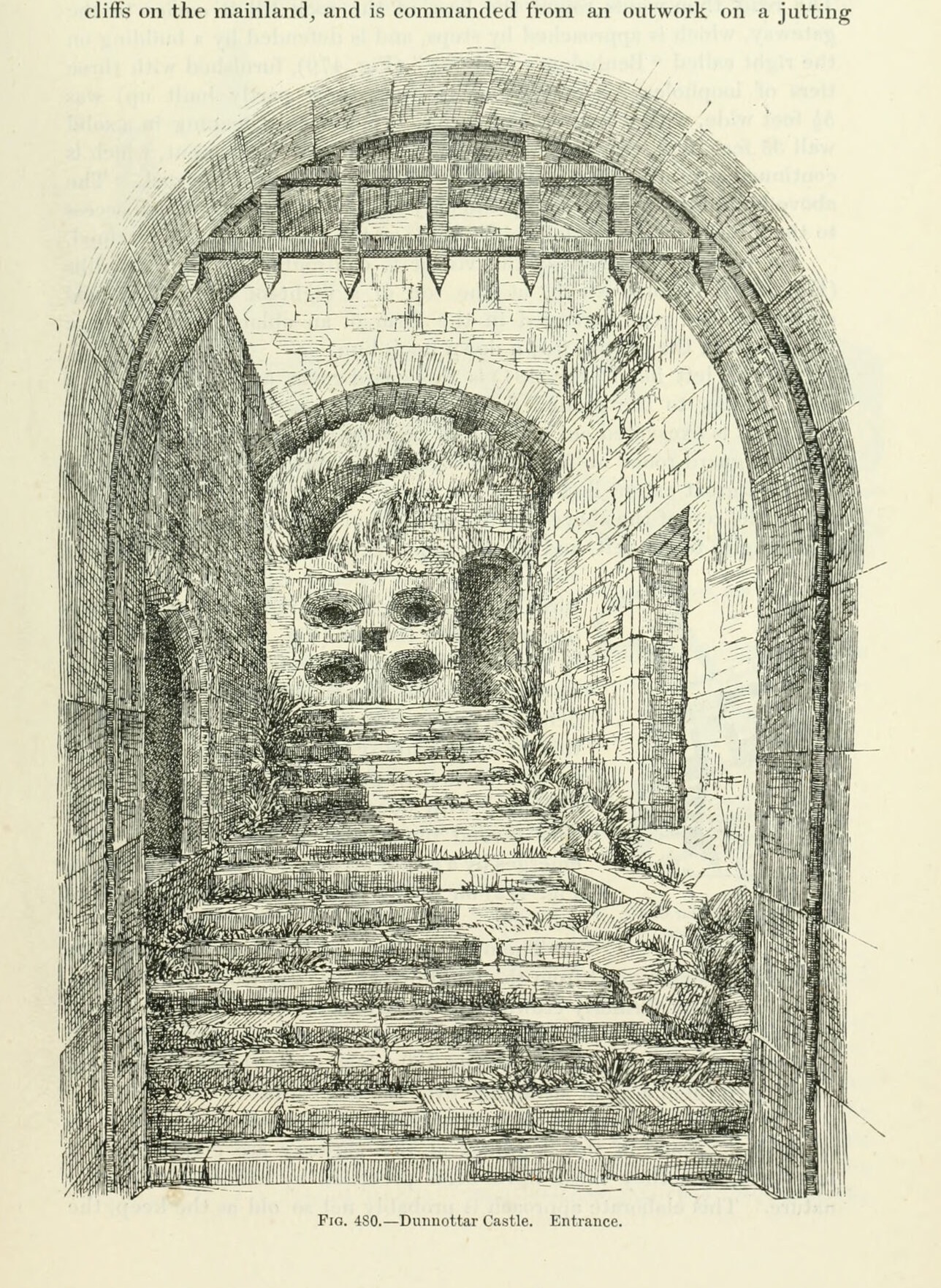 Fig. 480. — Dunnottar Castle. Entrance., Dunnottar Castle