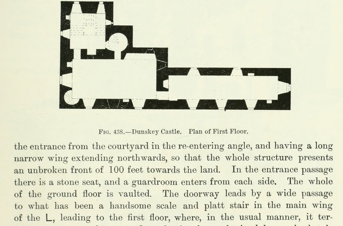 Fig. 438.—Dunskey Castle. Plan of First Floor., Dunskey Castle