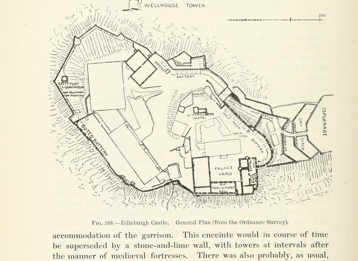 Fig. 388. — Edinburgh Castle. General Plan (from the Ordnance Survey)., Edinburgh Castle