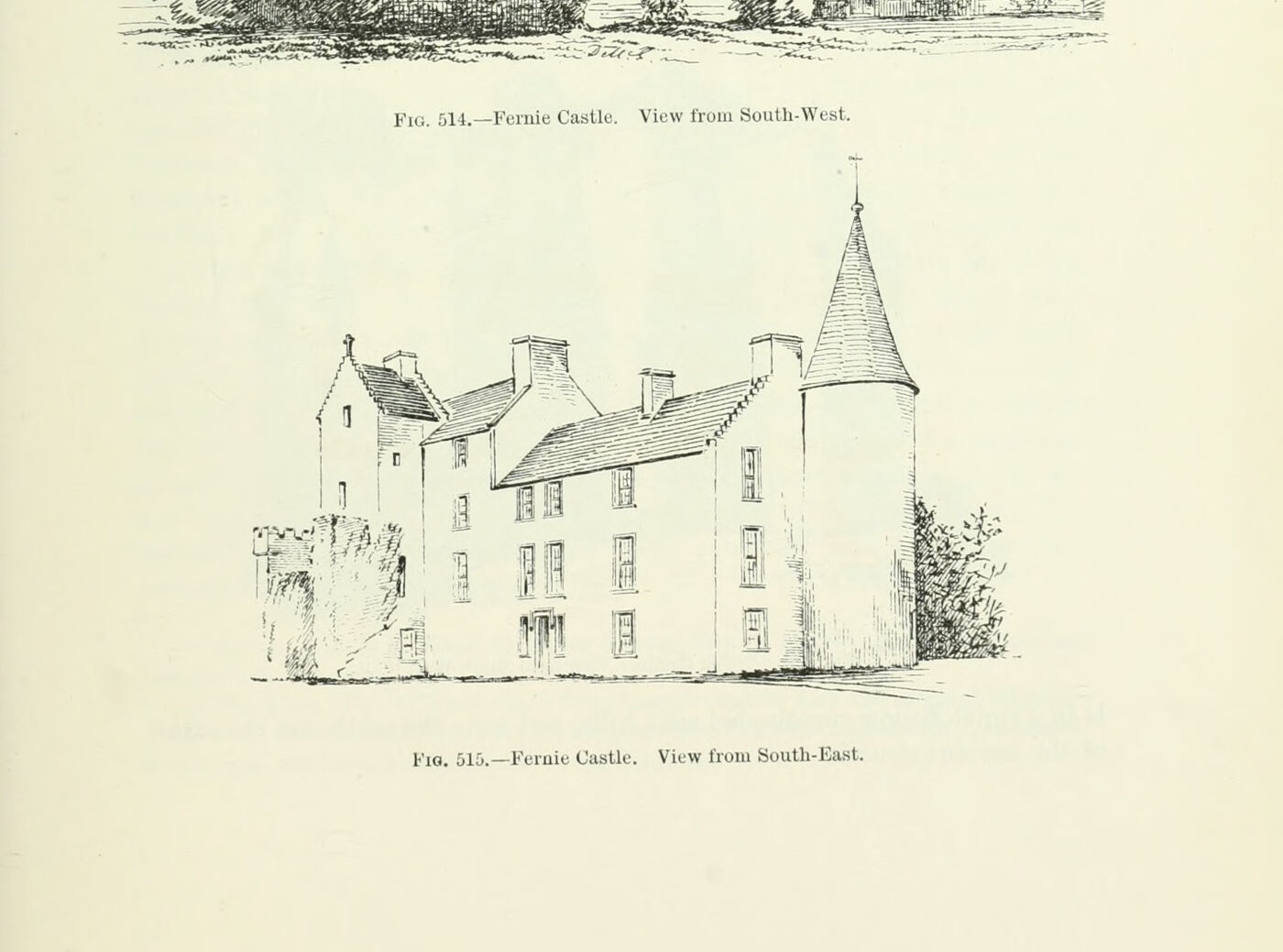Fig. 514. --- Fernie Castle. View from South-West., Fernie Castle