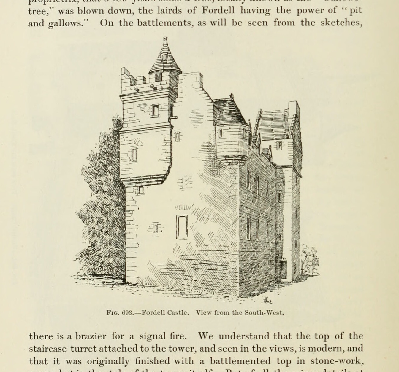 Fig. 693. — Fordell Castle. View from the South-West., Fordell Castle