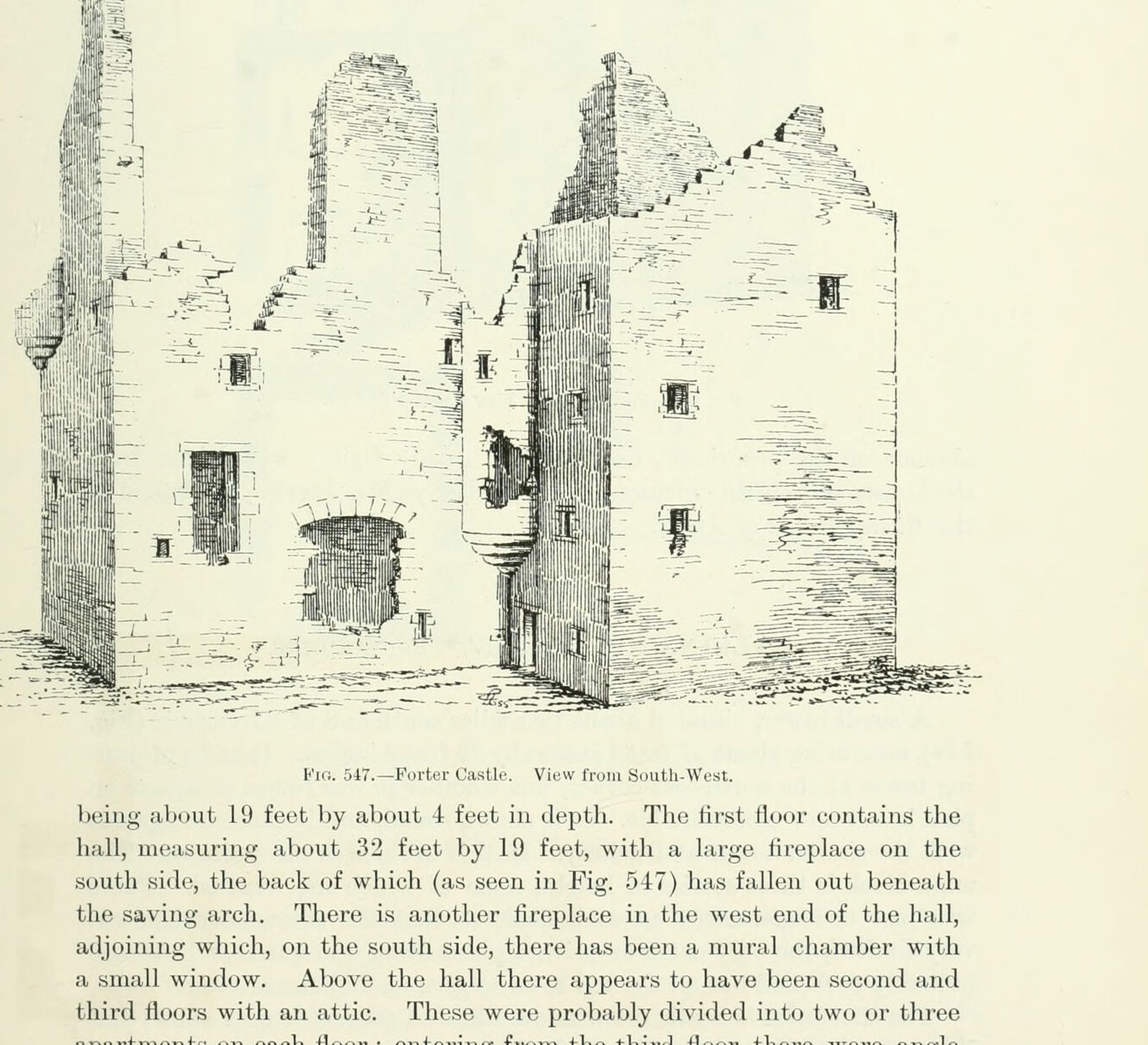 Fig. 547.—Forter Castle. View from South-West., Forter Castle