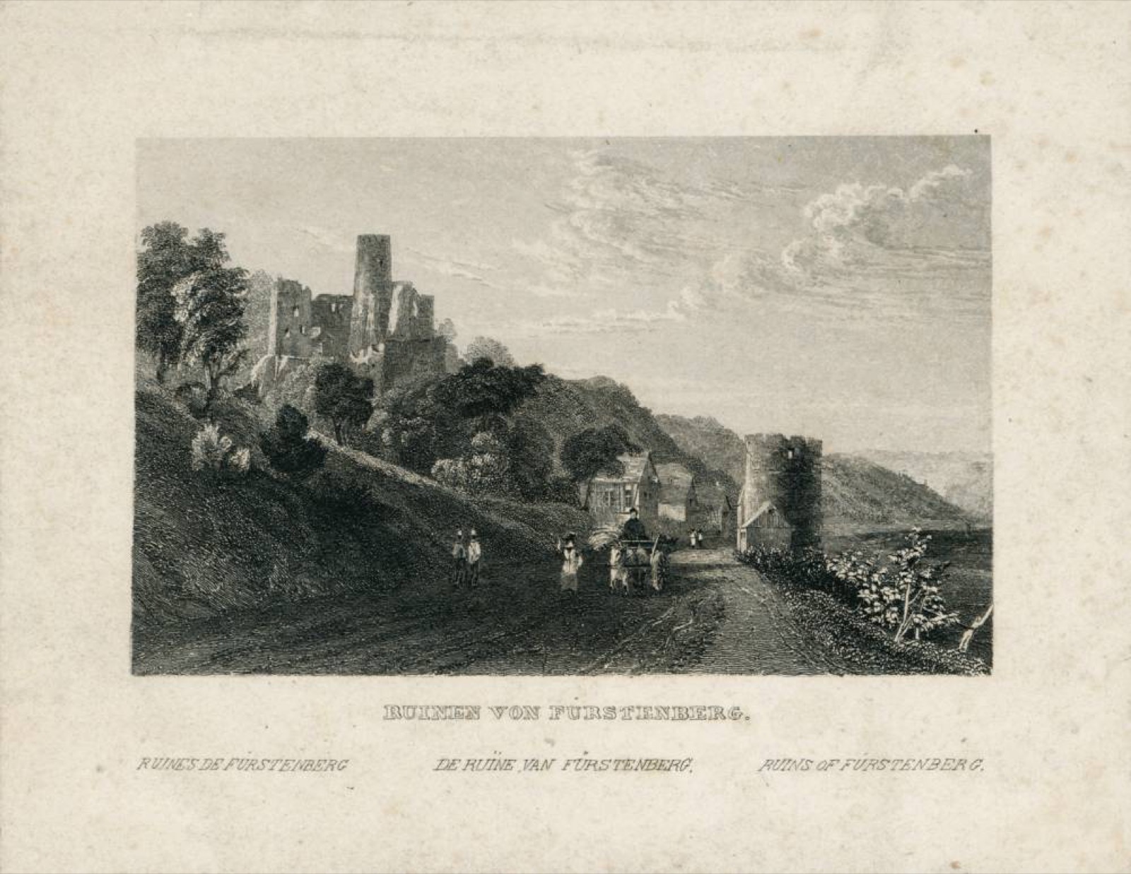Ruinen von Fürstenberg. Ruines de Furstenberg. De Ruine van Fürstenberg. Ruins of Fürstenberg [bei Rheindiebac, Fürstenberg Castle