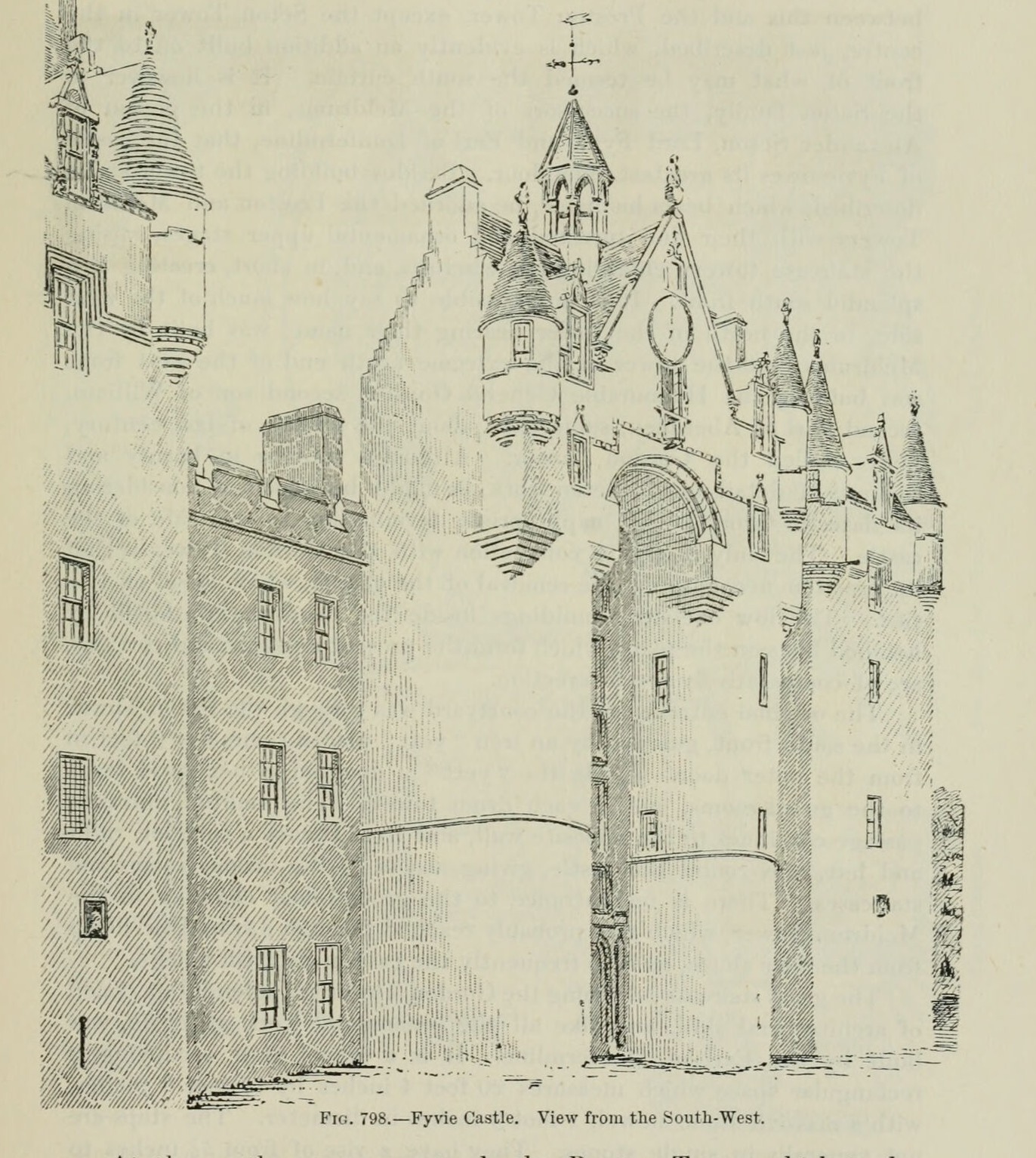 Fig. 798. — Fyvie Castle. View from the South-West., Fyvie Castle