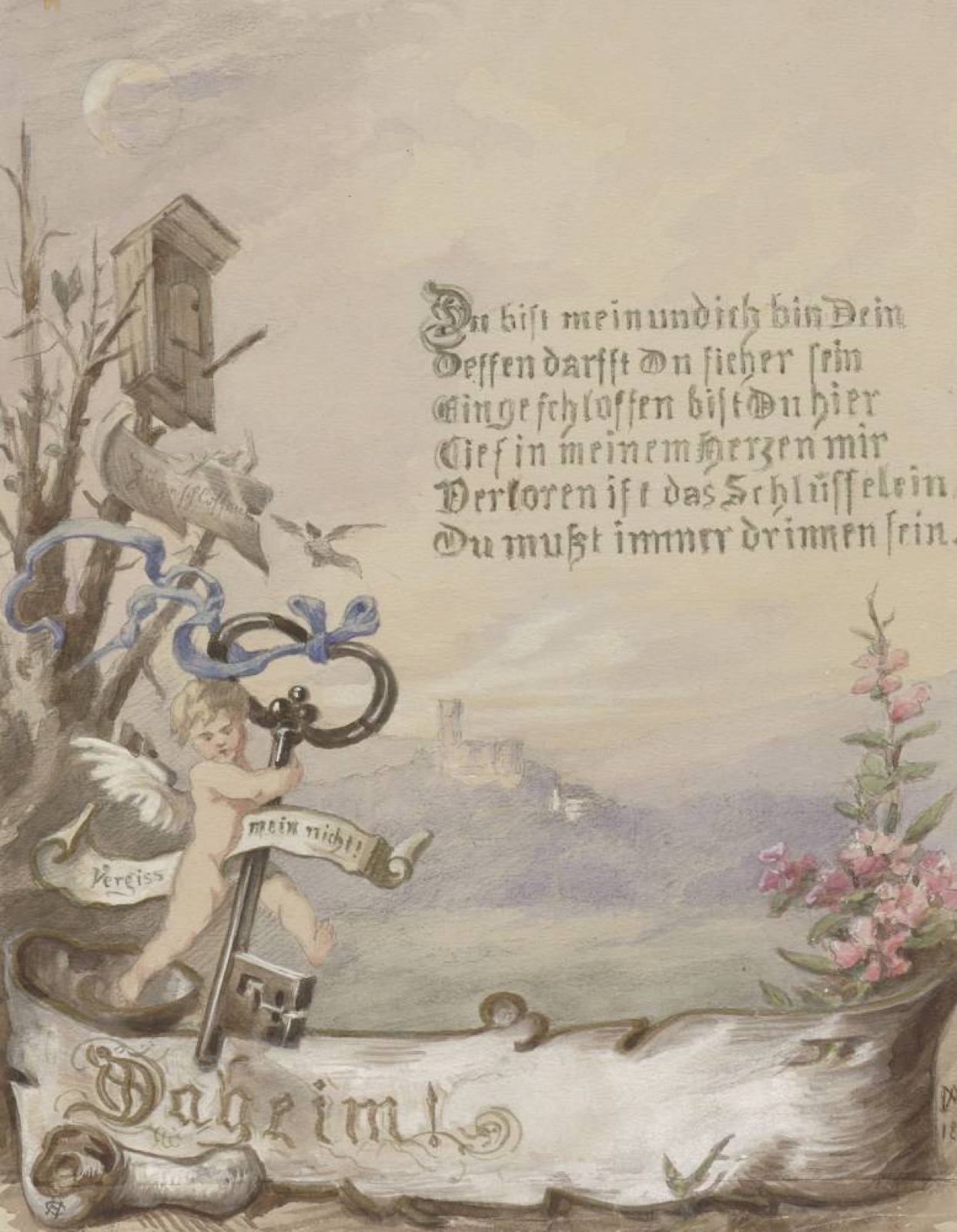 Schmuckbild mit Godesburg und Reim, Godesburg
