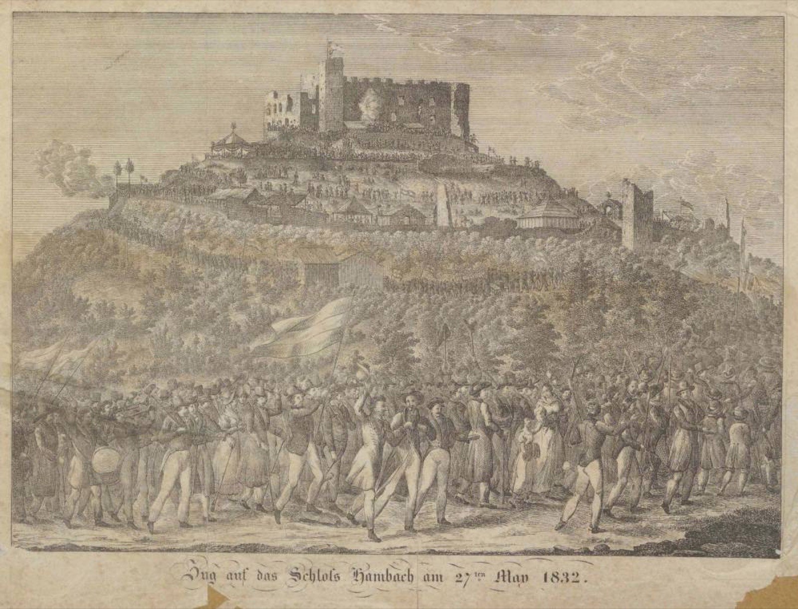 "Zug auf das Schloss Hambach am 27ten May 1832", Hambach Castle