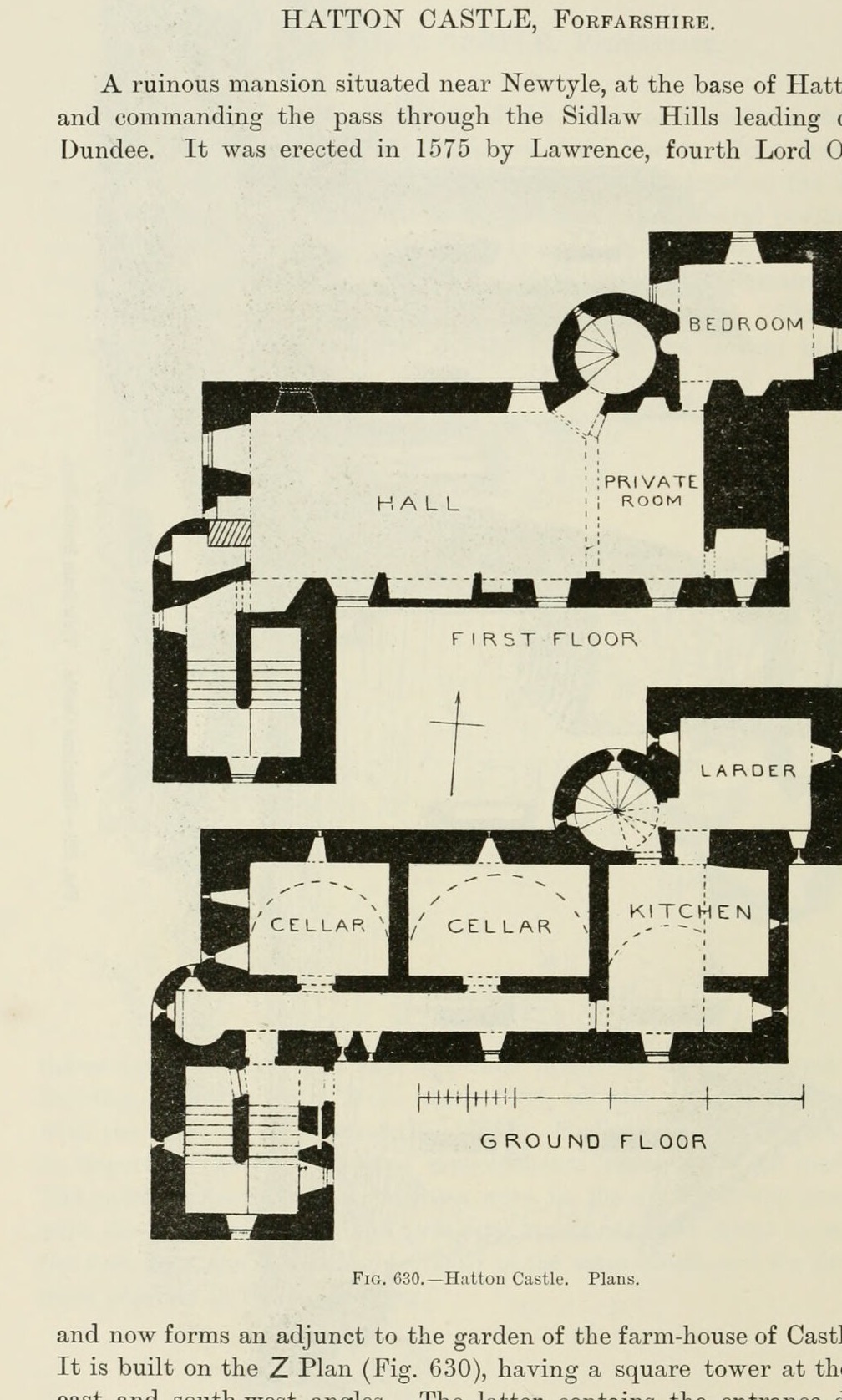 Fig. 630. — Hatton Castle. Plans., Hatton Castle