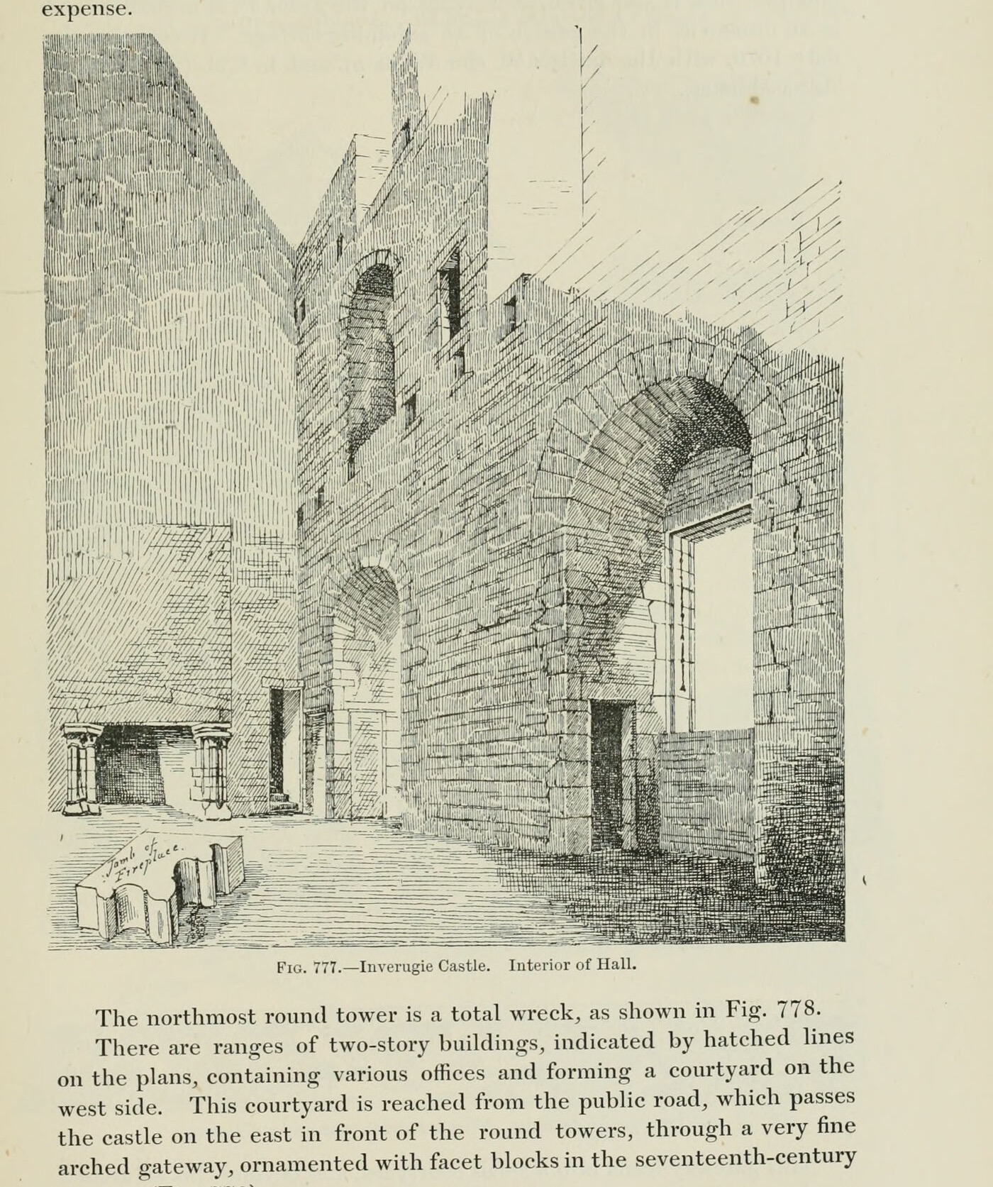 Fig. 777.—Inverugie Castle. Interior of Hall., Inverugie Castle