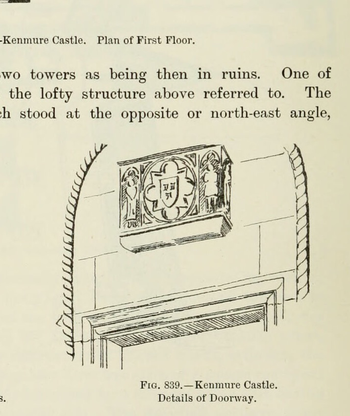 Fig. 838.—Kenmure Castle. Window and Cornice Enrichments., Kenmure Castle