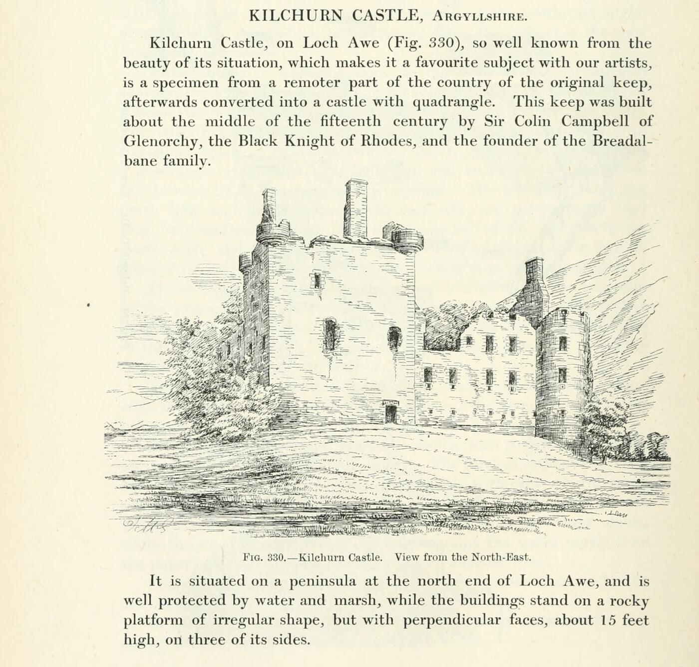Fig. 330.—Kilchurn Castle. View from the North-East., Kilchurn Castle