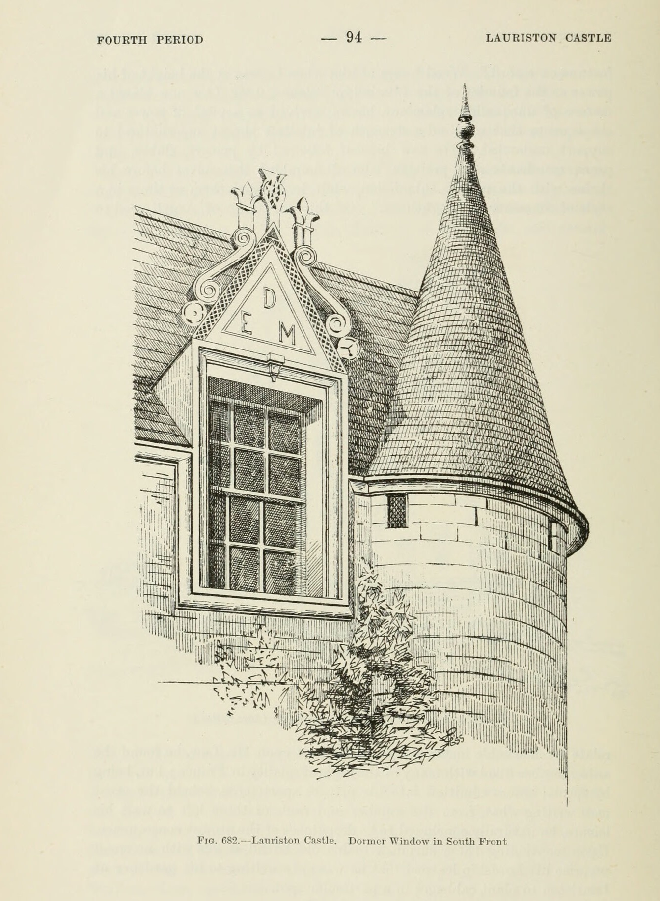Fig. 682.—Lauriston Castle. Dormer Window in South Front, Lauriston Castle