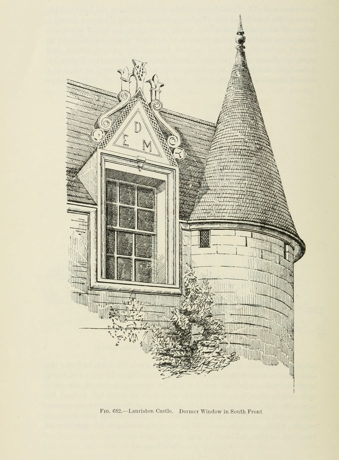 Fig. 682. -- Lauriston Castle. Dormer Window in South Front, Lauriston Castle