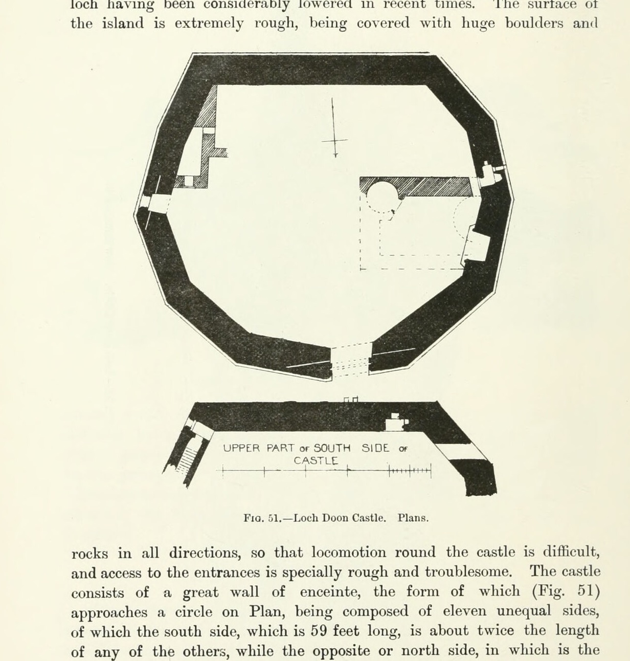 Fig. 51.—Loch Doon Castle. Plans., Loch Doon Castle