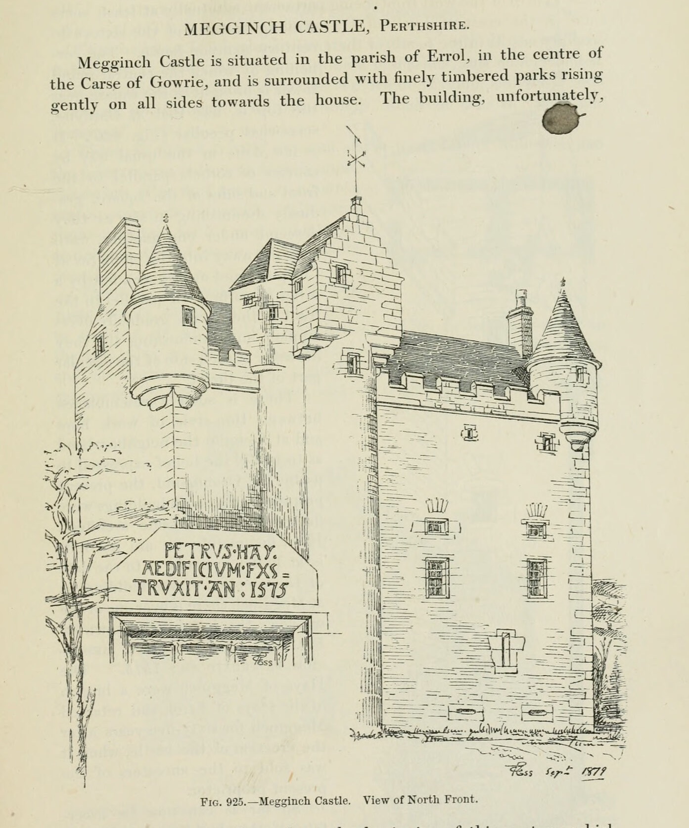 Fig. 925. —Megginch Castle. View of North Front., Megginch Castle