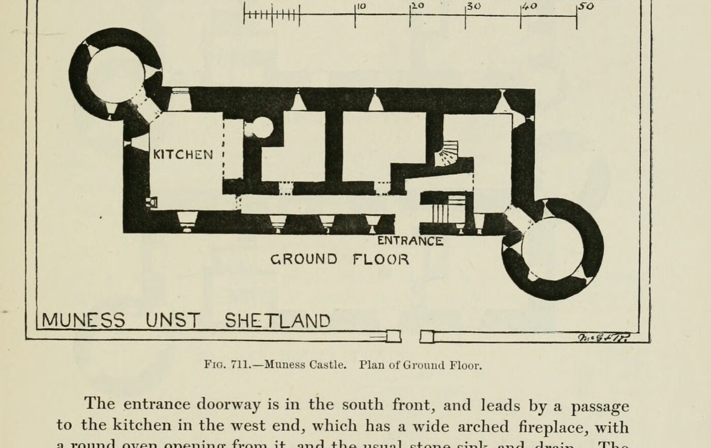 Fig. 711. — Muness Castle. Plan of Ground Floor., Muness Castle