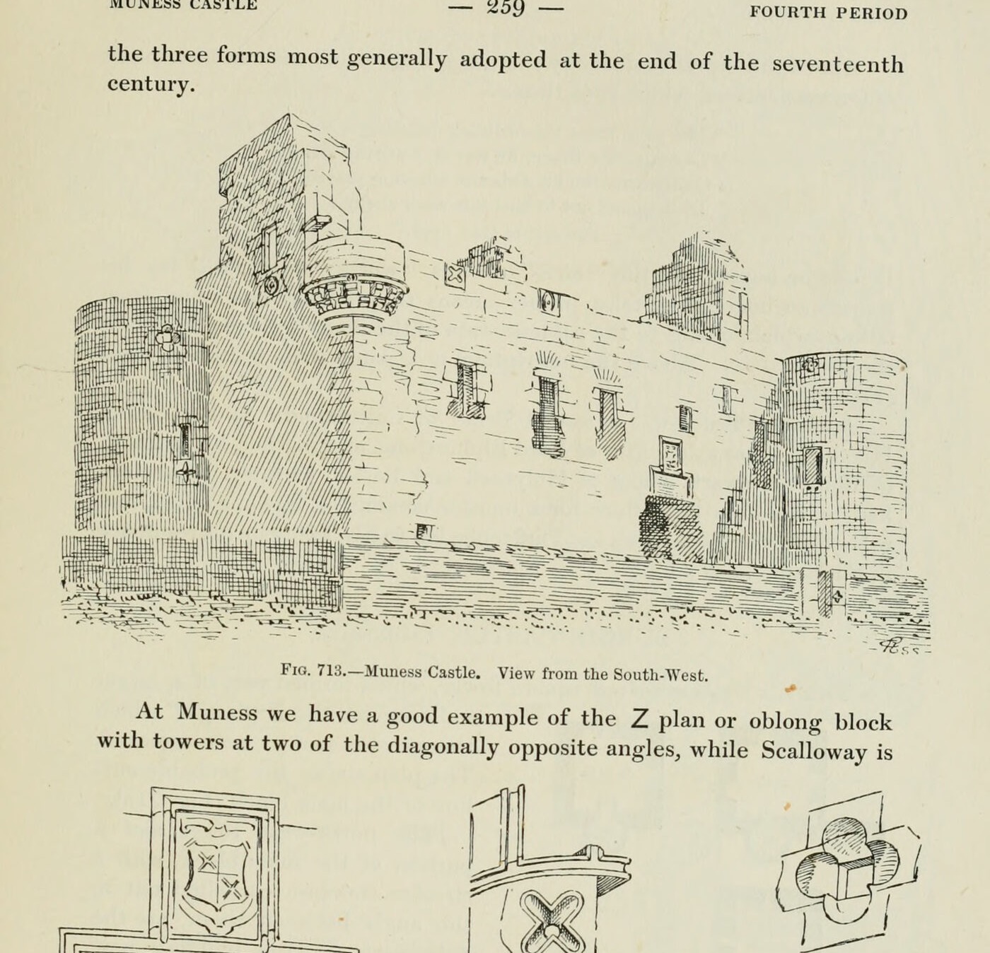 Fig. 713.—Muness Castle. View from the South-West., Muness Castle
