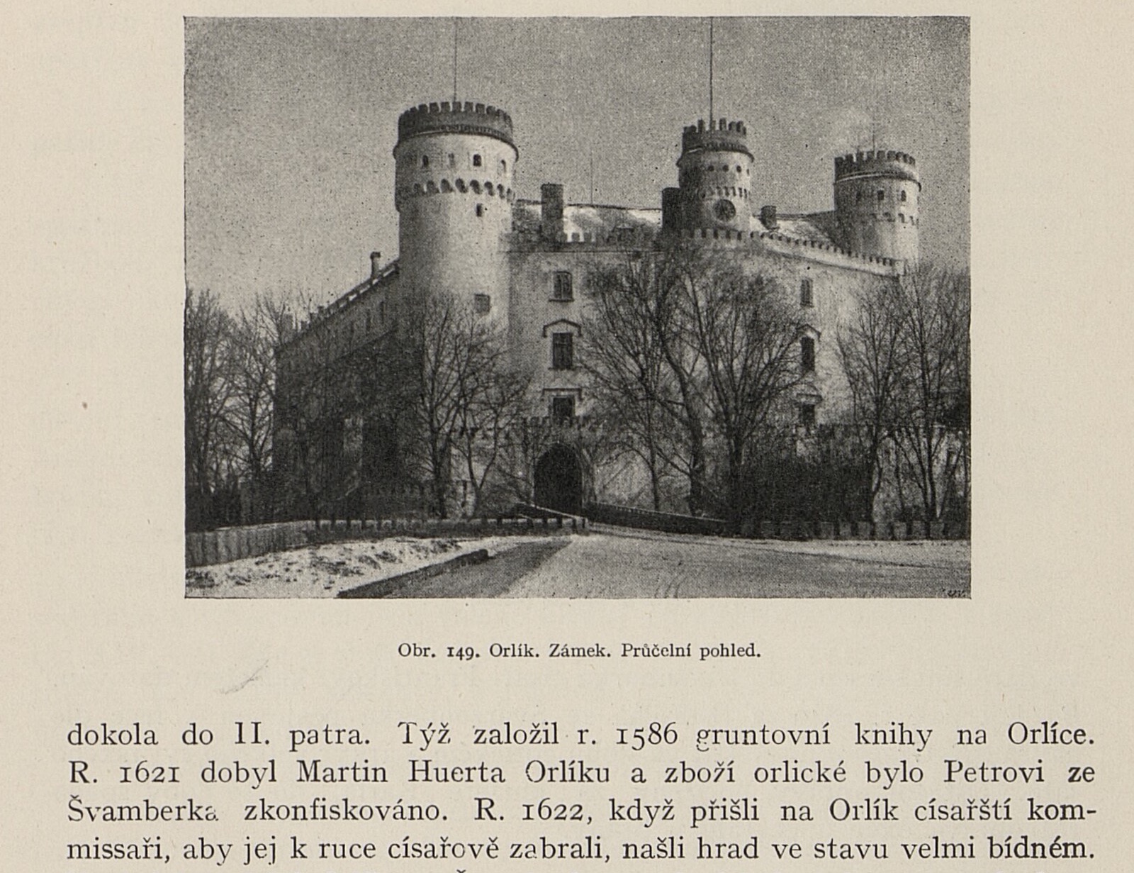 Obr. 149. Orlík. Zámek. Průčelní pohled., Orlík Castle