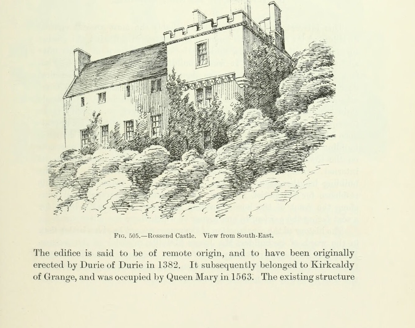 Fig. 505. — Rossend Castle. View from South-East., Rossend Castle
