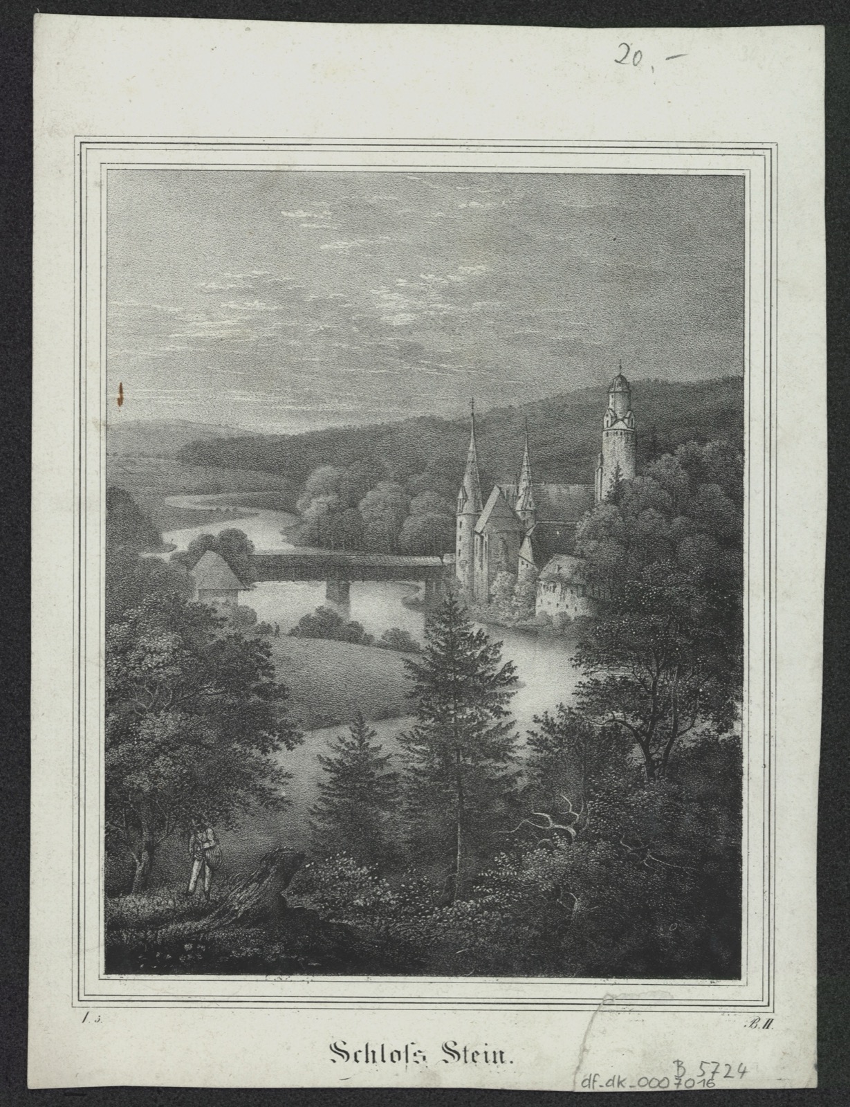 Ansicht von Schloss Stein in Hartenstein, Lithographie, 1835, Stein Castle