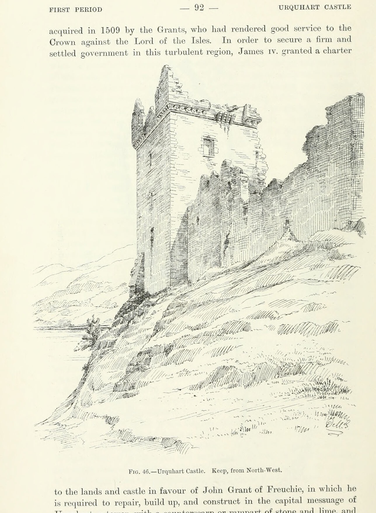 Fig. 46. — Urquhart Castle. Keep, from North-West., Urquhart Castle