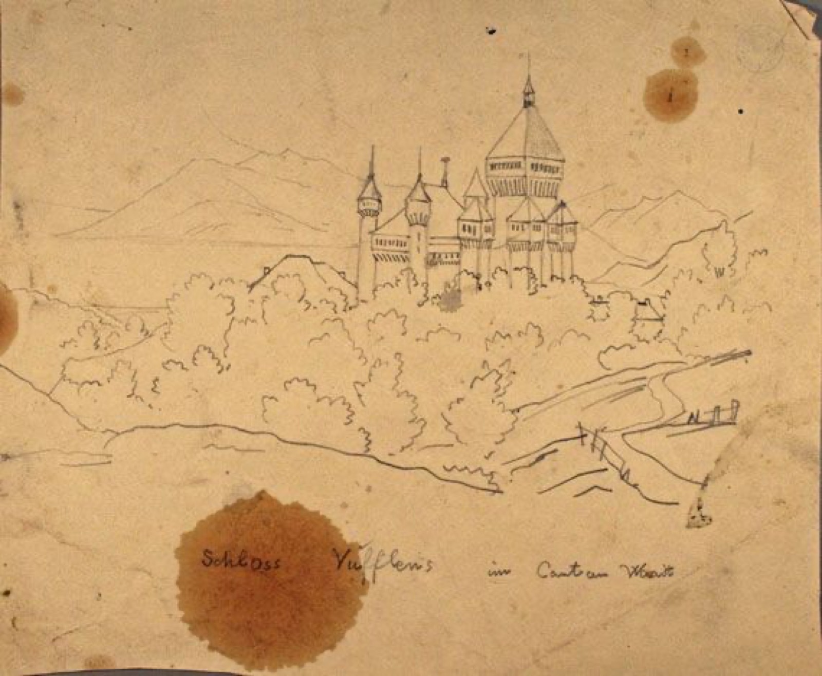 Karl Jauslin (1842-1904) - Skizzen, Studien, Schloss Vufflens, Vufflens Castle