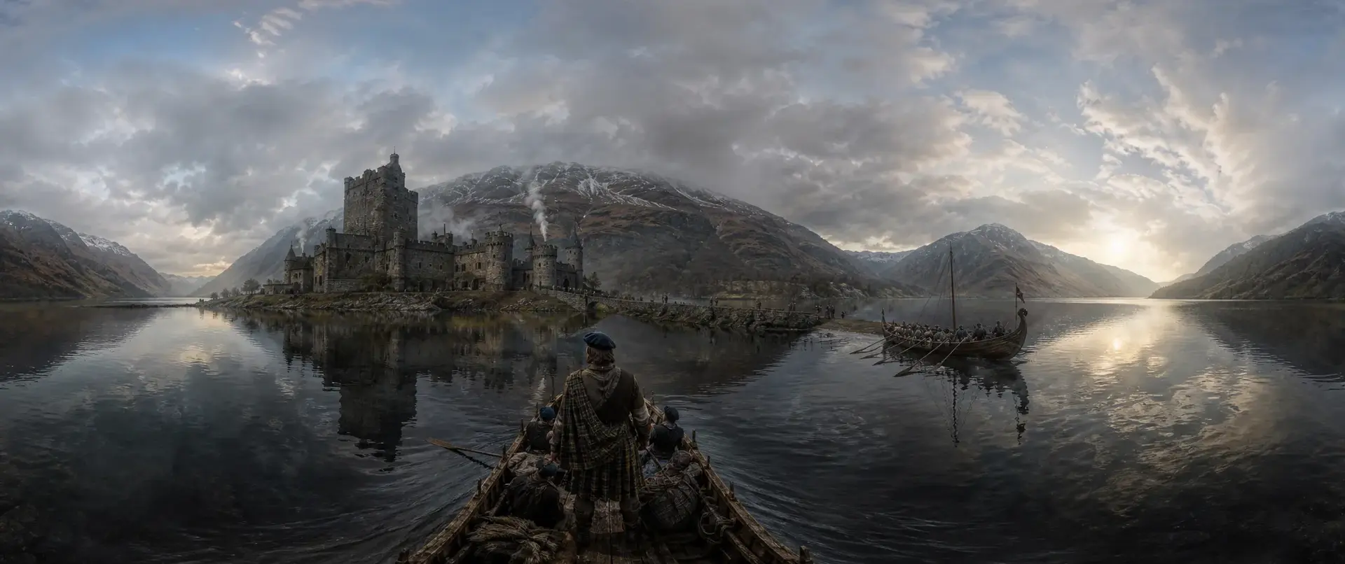 Kilchurn Castle on its loch at dusk — a past ready to be rewritten