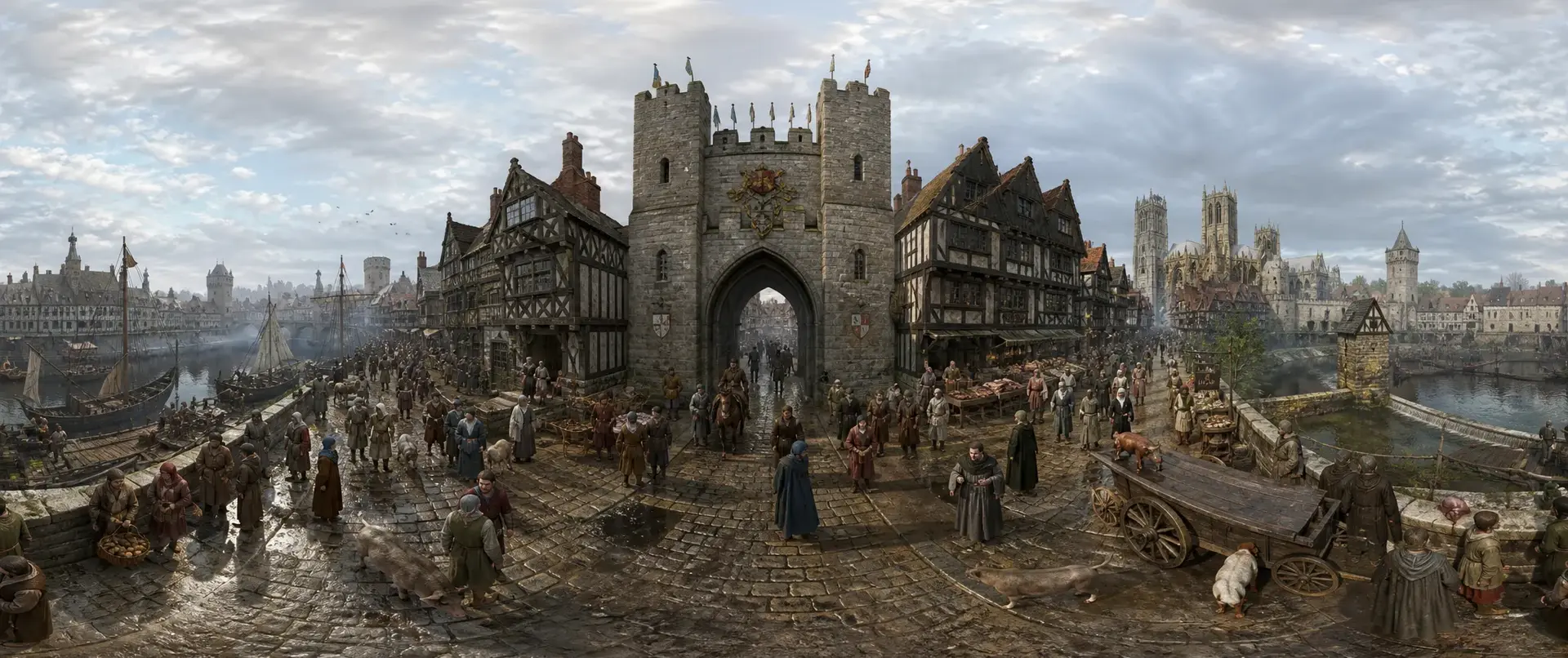 York's medieval gate and market, reconstructed as they stood in 1480